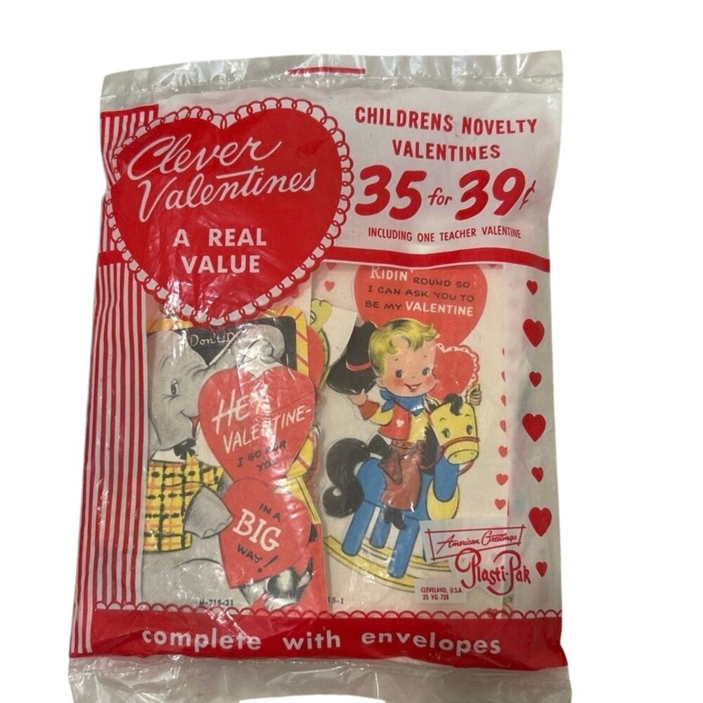1950’s 35 Children’s Valentines cards, Original packaging unopened cards NOS Vtg